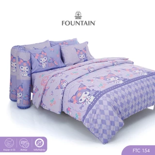 Fountain FTC154 การ์ตูน Kuromi ลิขสิทธิ์แท้ Sanrio สัมผัสนุ่มลื่น ชุดเครื่องนอนฟาวน์เทน ผ้าปูที่นอน ผ้านวม