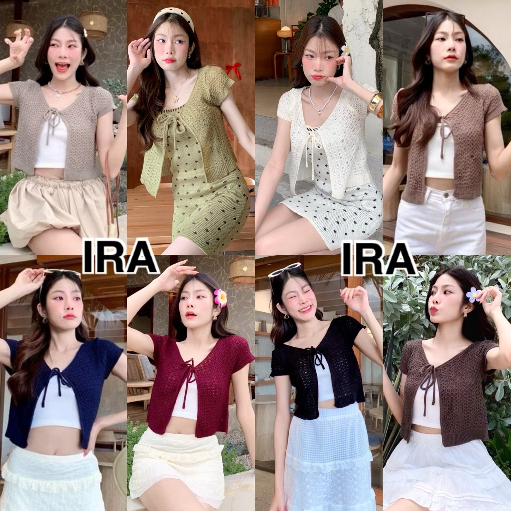 BY IRA 🎀พร้อมส่ง🎀เสื้อคลุมผูกโบว์ แขนสั้น สไตล์น่ารักปนเซ็กซี่ ผ้าใส่สบาย ใส่ได้ทุกโอกาส ให้ลุคแบบน่ารัก มินิมอลสุดๆ