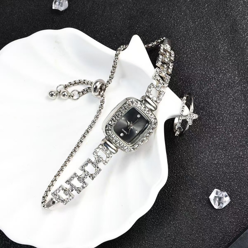 นาฬิกาข้อมือควอตซ์ หน้าปัดขนาดเล็ก สายแสตนเลส แฟชั่นสําหรับผู้หญิง2  แถมถ่านเพิ่ม1เม็ด