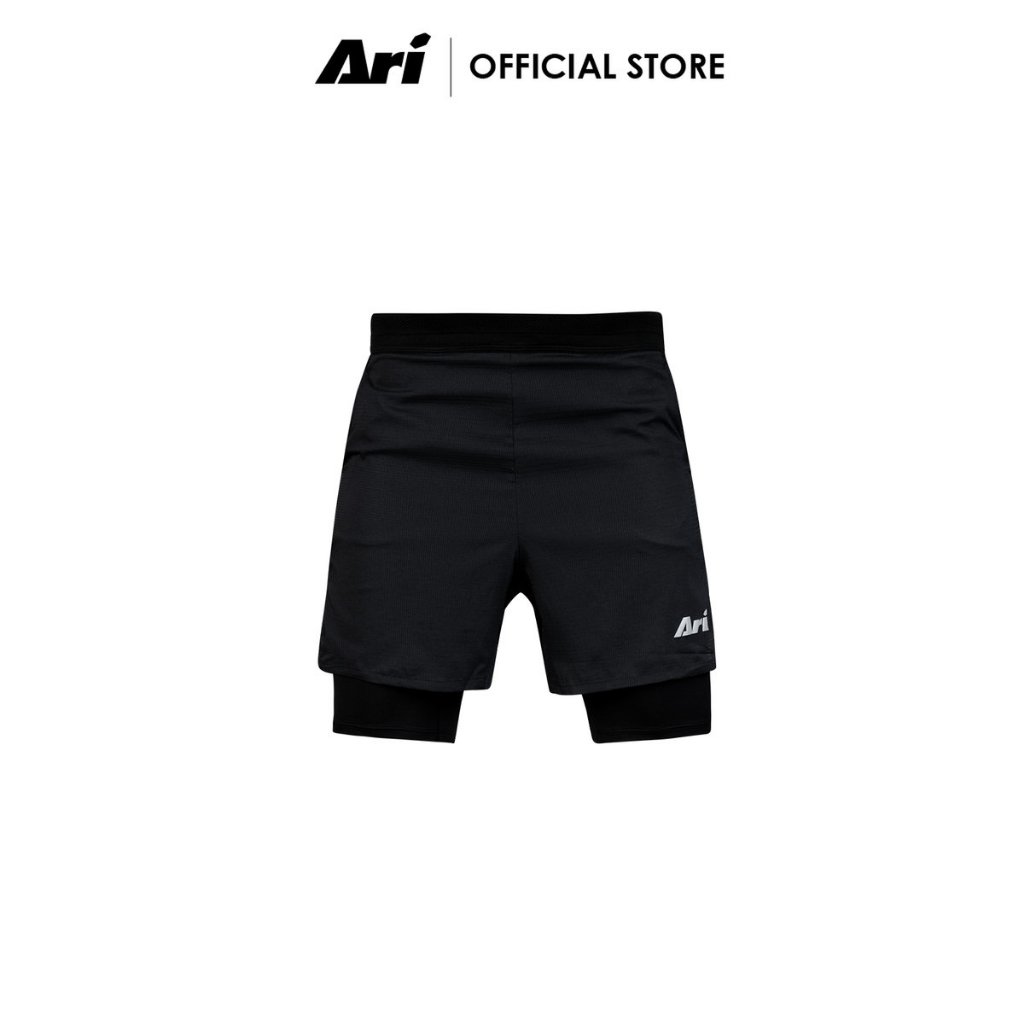 ARI MEN BREATHE 2IN1 V3 RUNNING SHORTS 3 INCHES - BLACK (AAP2907-01) กางเกงวิ่งผ