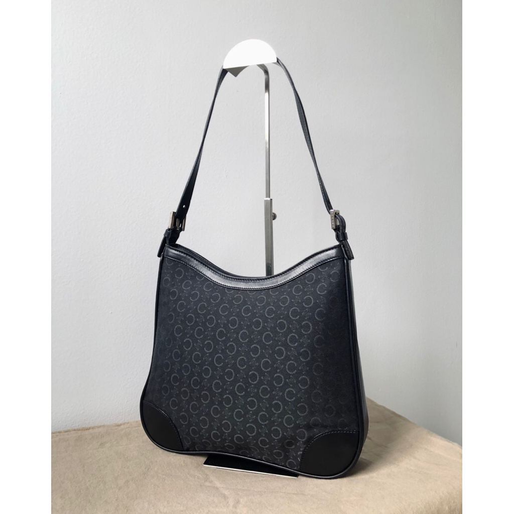 Vintage CELINE Triomphe logo jacquard shoulder bag กระเป๋ามือสองของแท้ 💯