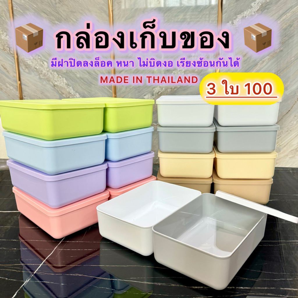 กล่องเก็บของ พร้อมฝาปิด สไตล์มินิมอล อย่างหนา