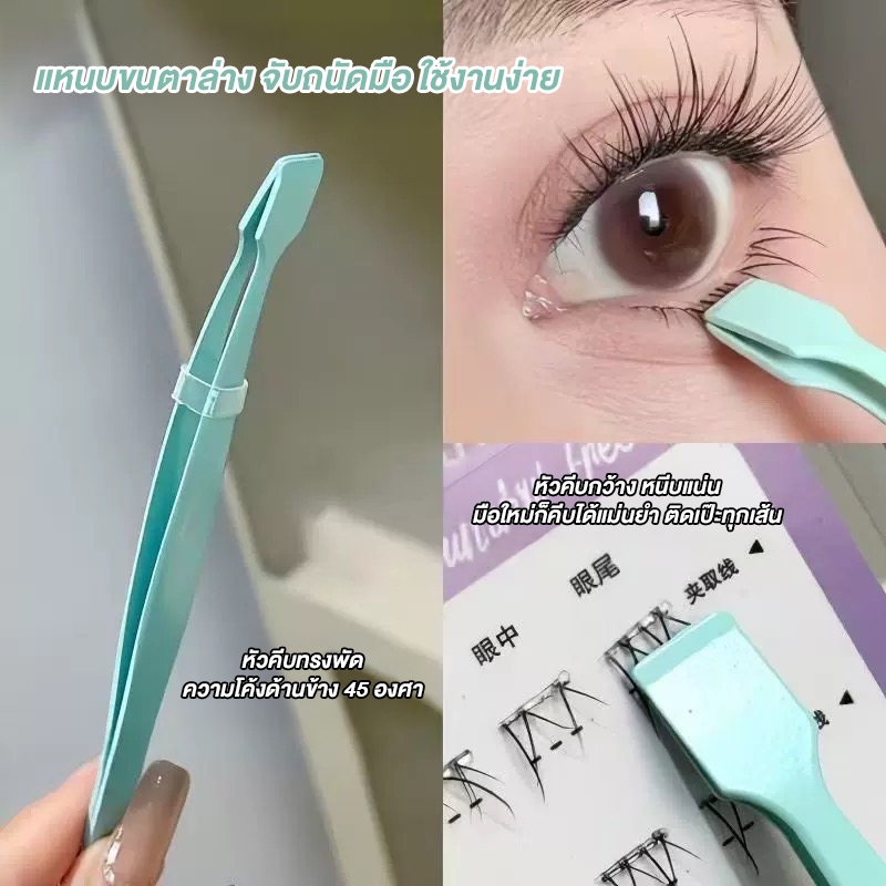 ProLine Tweezer แหนบหนีบจับขนตาล่าง แบบแม่นยำ ตัวแหนบโค้ง 45° จับง่าย หัวแบนไม่บังตา จับถนัดมือ โค้งรับรูปตา อย่างแม่นยำ