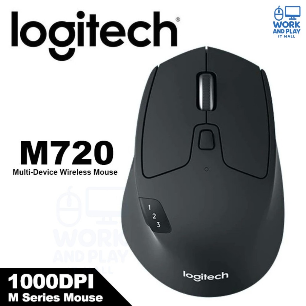 เมาส์ไร้สาย LOGITECH M720 Triathlon Multi-Device Wireless Mouse, Bluetooth 1000 DPI, 8 Buttons