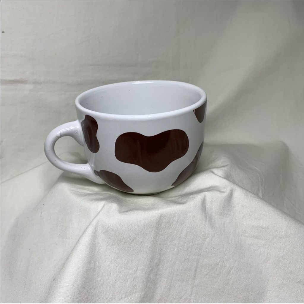 Meiji mug cup แก้วเมจิ ลายวัว แก้วนม เซรามิค ของใหม่ มีตำหนิ ตามภาพ