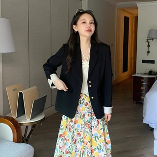 SUIT-22🪻เสื้อเบลเซอร์ แต่งปลายแขนเสื้อ ตัวใหญ่ สไตล์เกาหลี โอเวอร์ไซซ์ ผู้หญิง เสื้อแฟชั่น กระดุม 3เม็ดทรงสวย ใส่ทำงาน🪻