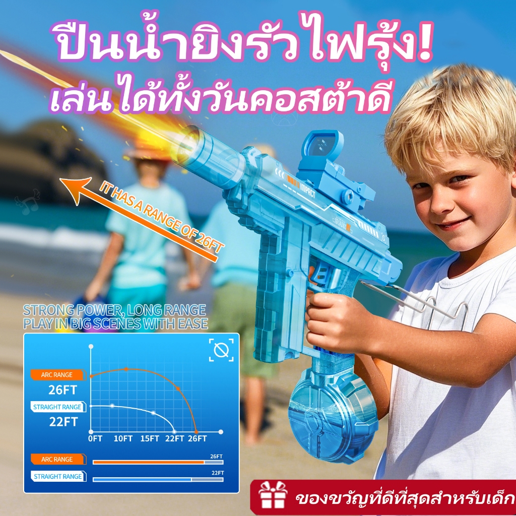 【 ​จัดส่งภายในวันนี้​ 】ปืนน้ำไฟฟ้า LED สงกรานต์ ระบบยิงต่อเนื่อง ถังน้ำความจุสูง ของเล่นเด็กเล่นน้ำ ของขวัญสำหร - รูปที่ 3