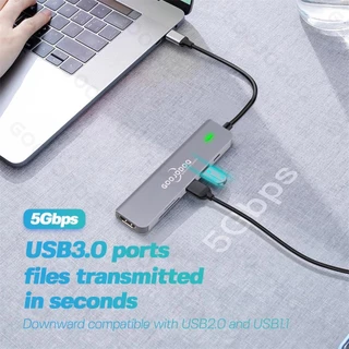 GOOJODOQ 6 In 1 อะแดปเตอร์ฮับ Usb Type C การ์ดรีดเดอร์ Hdmi Usb C เป็น Usb 3.0 สําหรับ
