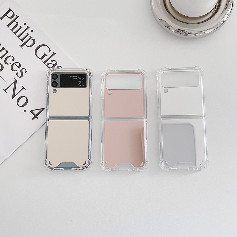 พร้อมส่งจากไทย ! เคสฟลิปใสแข็งกระจกแววสีเงิน เคสฟลิปกระจก (2207) for Samsung Galaxy Z Flip7 ZFlip6 Z Flip5 Flip4 Flip3