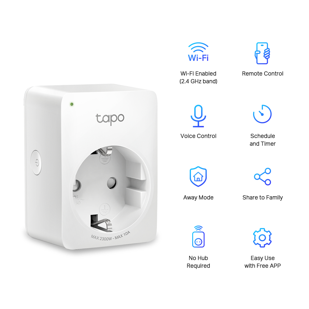 SMART PLUG (สมาร์ทปลั๊ก) TP-LINK รุ่น TAPO P100 (EU) - MINI SMART Wi-Fi SOCKET (1PACK) - รับประกัน 1 ปี