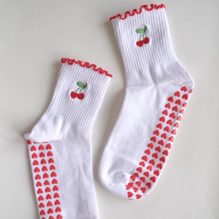 [พร้อมส่ง] 🍒Cherry Pop🍒 Grip Socks ถุงเท้ากันลื่น สำหรับโยคะ พิลาทิส ออกกกำลังกาย