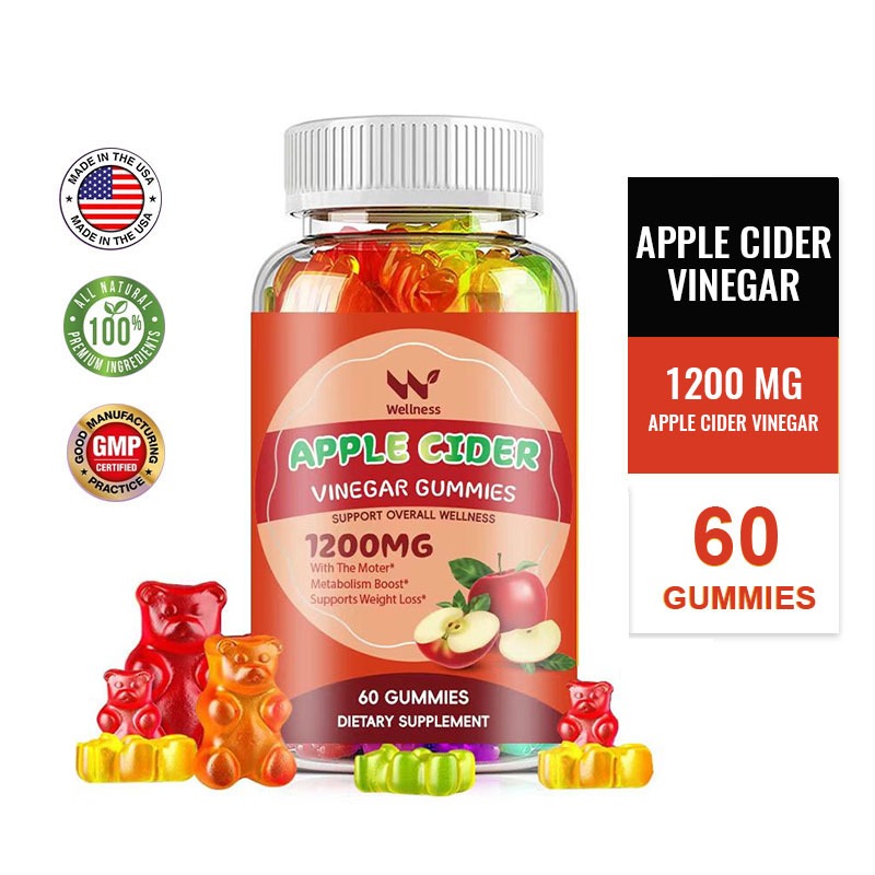 Wellness Apple Cider Vinegar Gummies Metabolism Boost Supports 60 Gummies