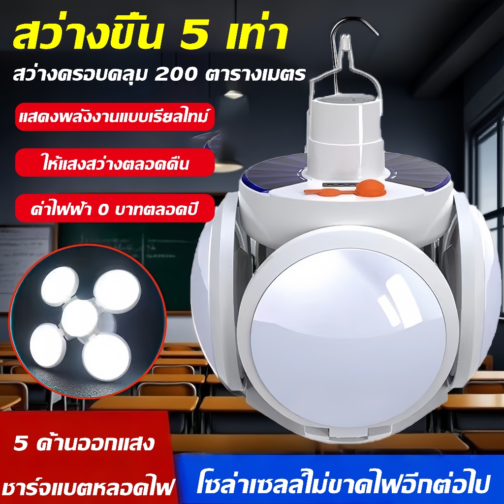 【รับประกัน30ปี】แสงแสงอาทิตย์ ไฟตั้งแคมป์กลางแจ้ง โคมไฟตั้งแคมป์ AW-5000-10000w กันน้ำสำหรับ แบตนาน72h แสงแสงอาทิตย์