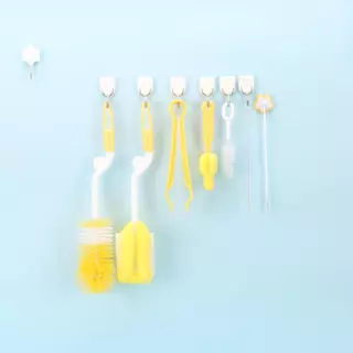 ชุดแปรงล้างขวดนม 5 ชิ้น แปรงล้างขวดแบบหมุนได้ แปรงฟองน้ำ