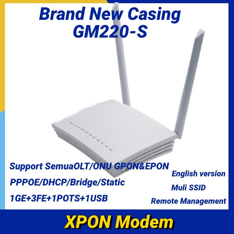 Tested XPON ONU GM220-S | EPON & GPON Compatible | English Version | Plug & Play | With Adaptor