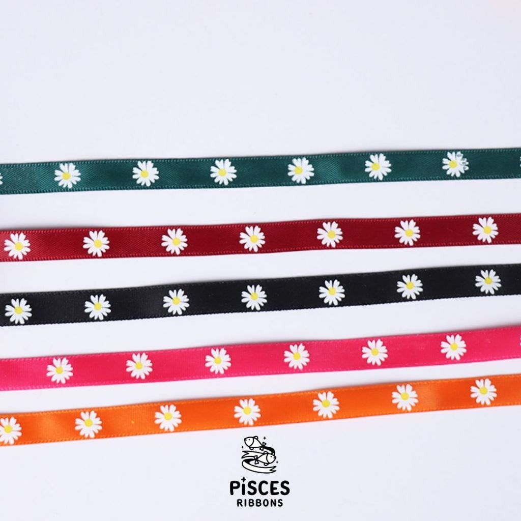 1 ม้วน【50 หลา】 * Petite Daisy Ribbon – ริบบิ้นลายดอกเดซี่ 1 cm. สำหรับผูกของขวัญ [RBR-0041] ราคา ถูกที่สุด ดีลบีเคเค แกลเลอรีภาพที่ 7