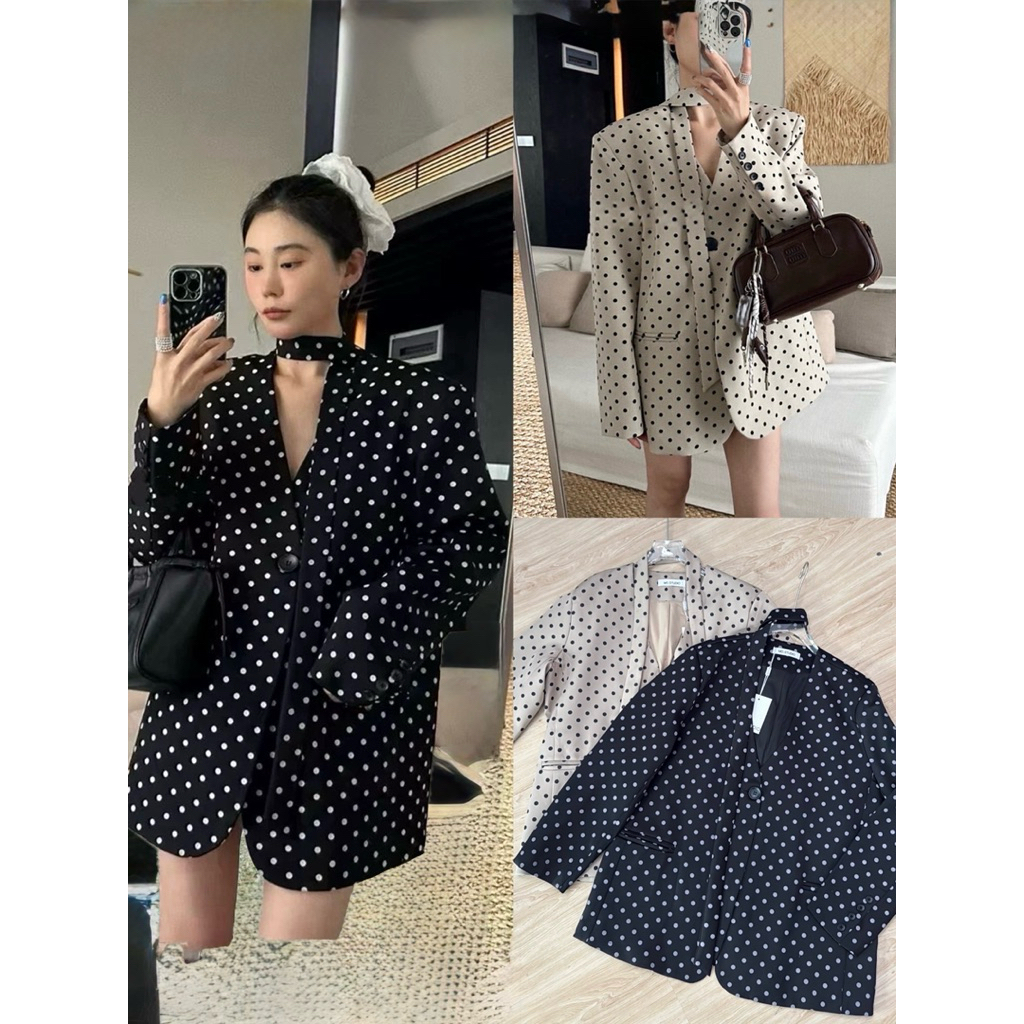 สูทจุดโอเว้อไซร้ คะ สวยเกาหลี ผ้าหนาคล้ายยีนส์มีสายพันให้หนึ่งเส้น งานสวย ห้ามพลาดดเลย