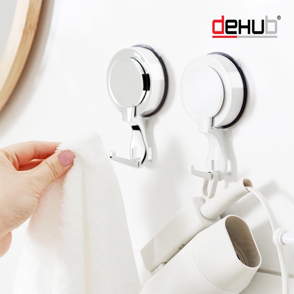 Dehub ตะขอแขวน อเนกประสงค์ ที่แขวน ไม่ต้องเจาะผนัง ตัวล็อกสูญญากาศ Air Hook Silver S60 1ชิ้น