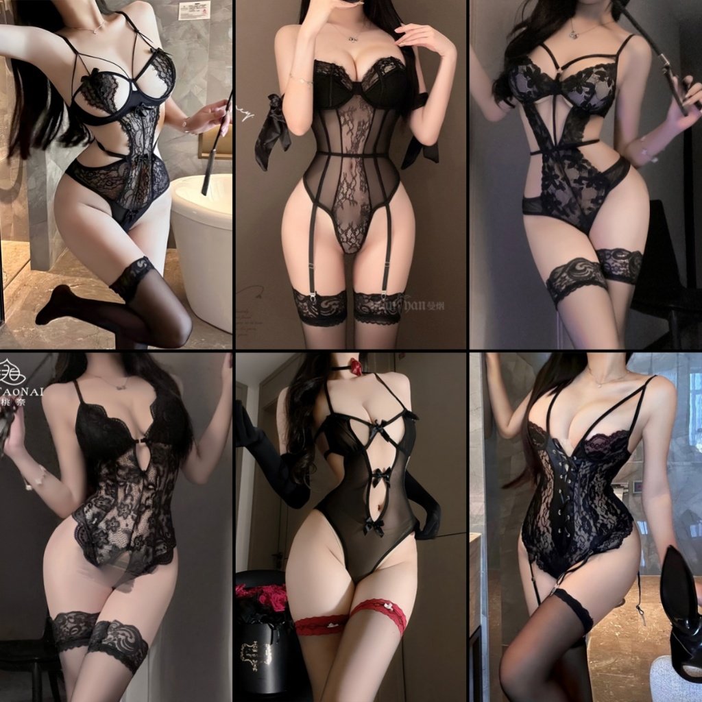 Sexy You✨ชุดนอนไม่ได้นอน   ชุดจั๊มสูท   วีลึก ลูกไม้ ซีทรู   เปิดเป้า    ส่งไวจากไทย