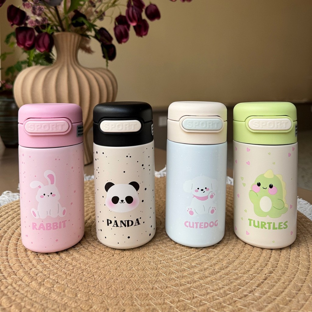 กระบอกน้ำเด็ก แก้วน้ำมินิ ขนาด220ML. กระบอกน้ำสแตนเลสเก็บความเย็น มีหลอด พร้อมส่ง