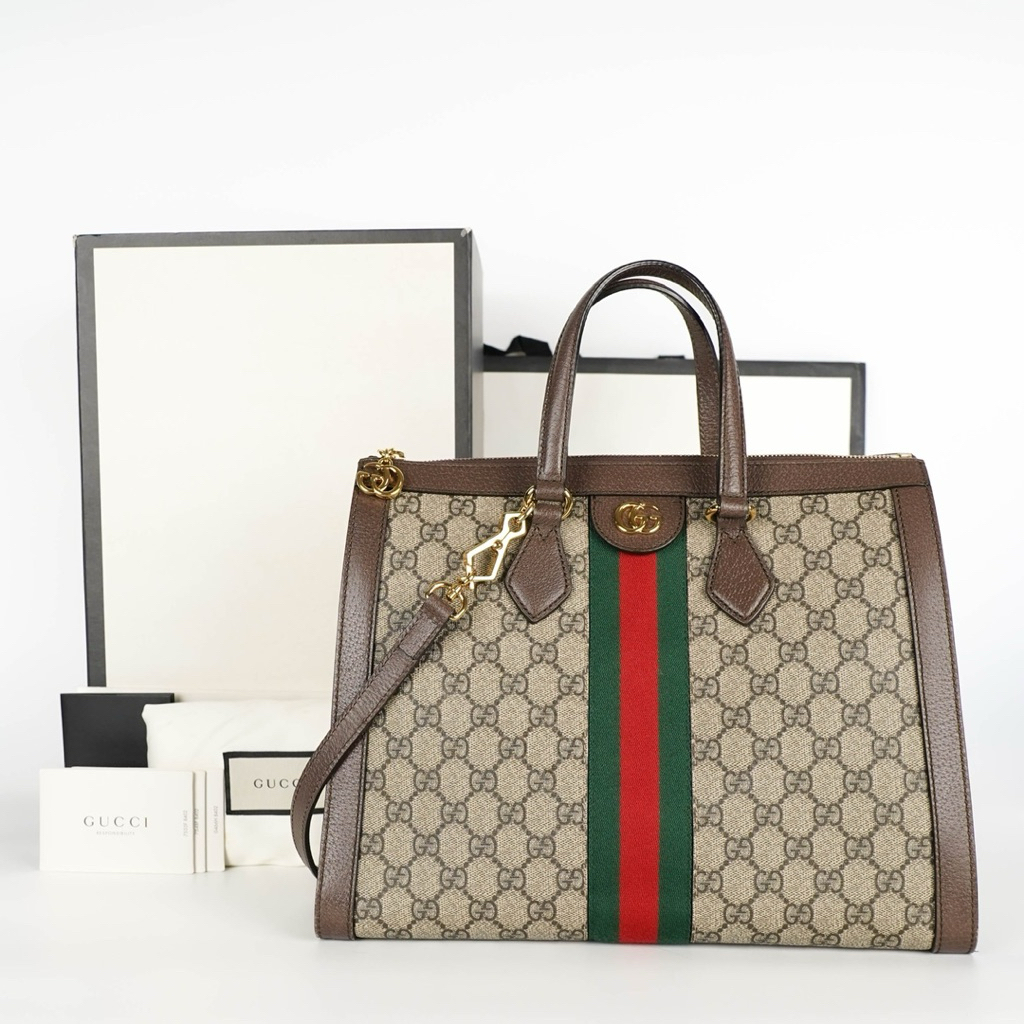 🔥พร้อมส่ง🔥ส่งด่วน✨ Like new✨กระเป๋า Gucci Ophidia GG Medium tote bag ของแท้ 100%‼️Fullset