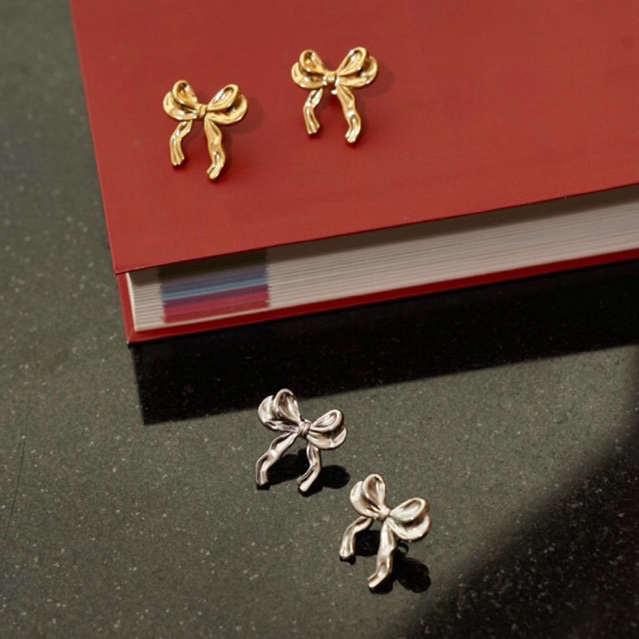 Adornment Club - Ribbon Earrings (gold/silver) ต่างหู l nickel free, waterproof, long-lasting