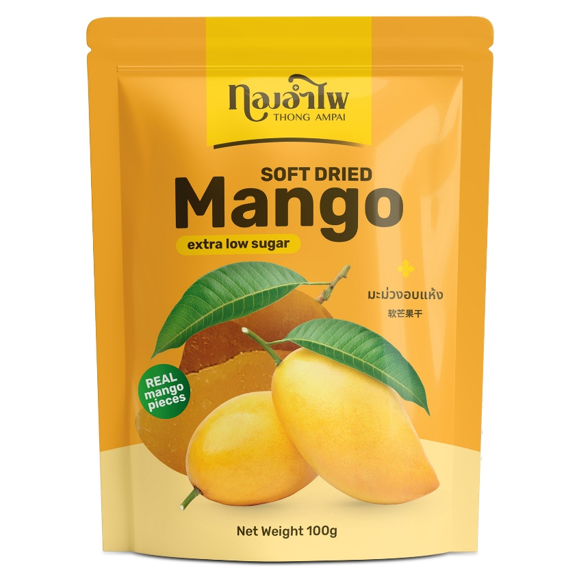 ทองอำไพ มะม่วงอบแห้ง 100 กรัม (ซอง) THONG AMPAI SOFT DRIED MANGO 100G (BAG)