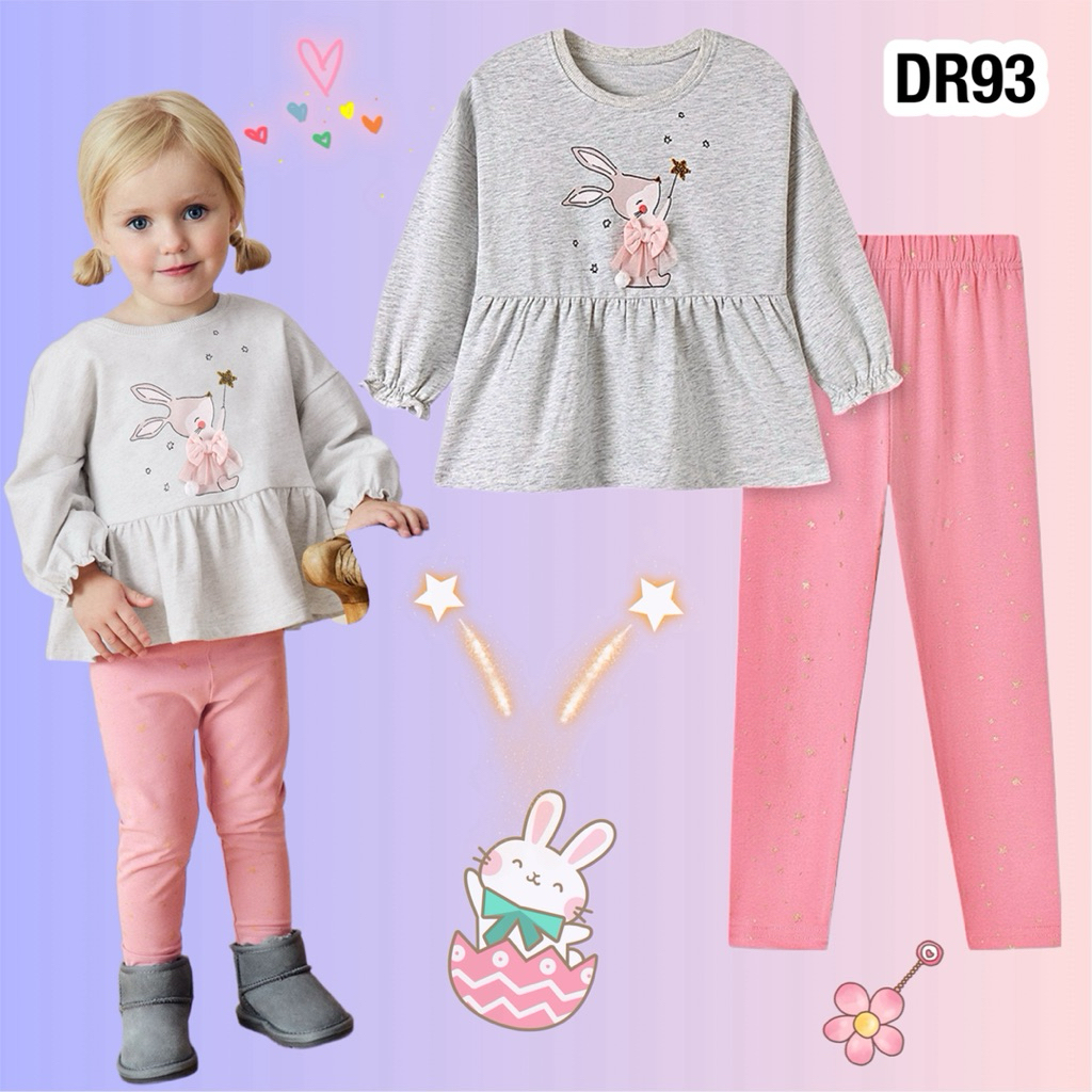 พร้อมส่งจากไทย ชุดเซ็ต Brand Little Maven ชุดเสื้อยืดแขนยาว+กางเกงเลกกิ้ง ผ้านิ่มใส่สบาย DR93