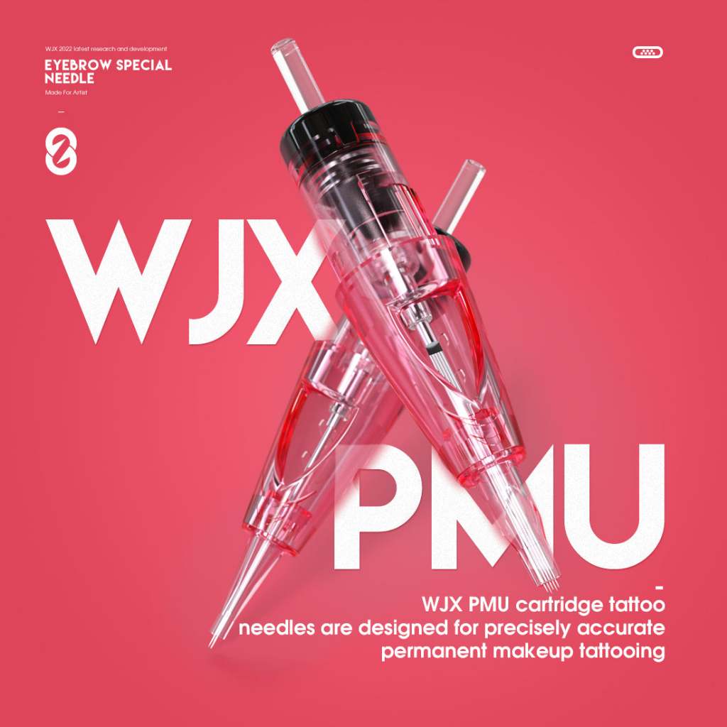 WJX PMU Tattoo Cartridges Needles กล่องชมพู 1 กล่อง 5 เล่ม เข็มสักคิ้วสักปาก RL