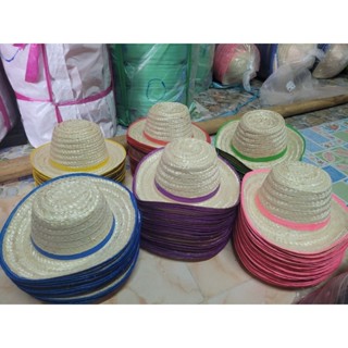 (แพค  10ใบ) หมวกสาน ใบเล็ก ปีก2.5-3นิ้ว หมวกชาลีไม้ ใส่กันแด…