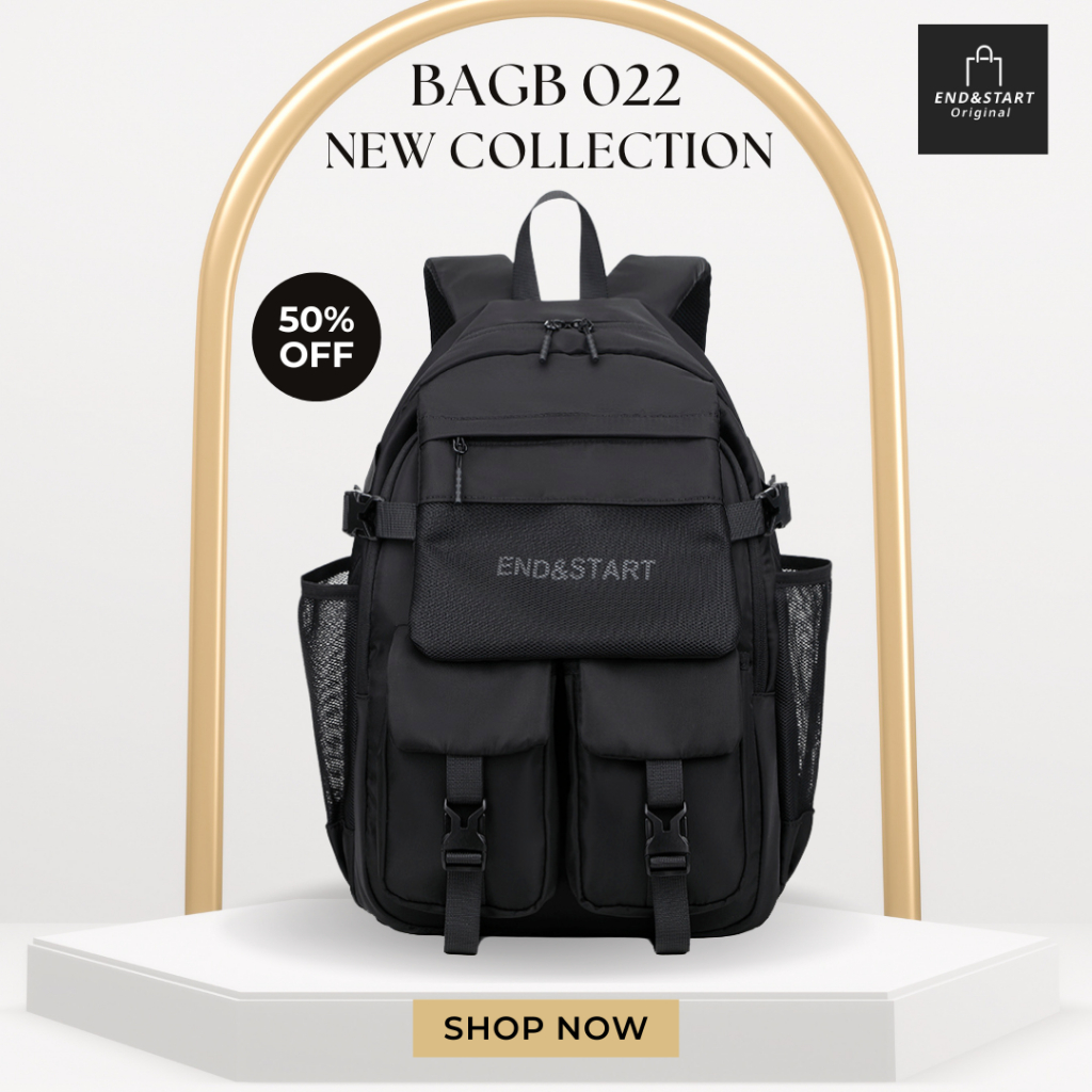 BAGB022 กระเป๋า END&START กระเป๋เป้สะพายหลัง ผ้ากันน้ำ ใส่คอมพิวเตอร์ 15.6" ไปเรียน/เดินทาง/เที่ยว