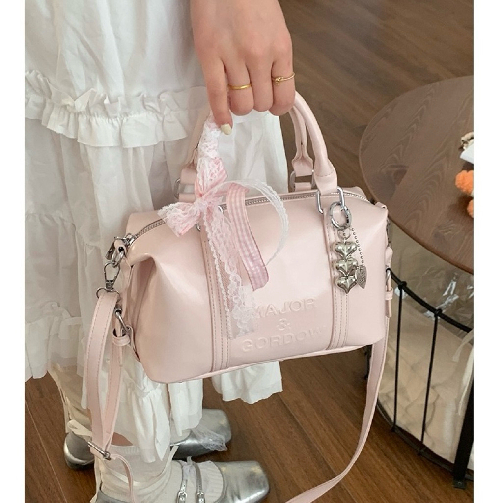 ♡︎24march♡︎ (พรีออเดอร์ 7-15วัน) กระเป๋าแฟชั่น กระเป๋าถือพร้อมสายสะพายยาว แถมฟรีพวงกุญแจและโบว์สุดน่