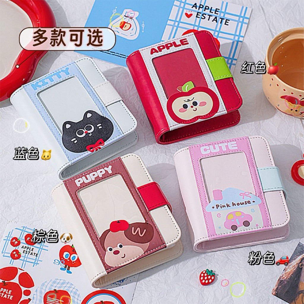 พร้อมส่ง🇹🇭แฟ้มPU Kitty,Apple,Puppy(แฟ้ม+ไส้) มีช่องหน้า ขนาดA8 3ห่วง แฟ้มการ์ด Photo Album (AC) #K6