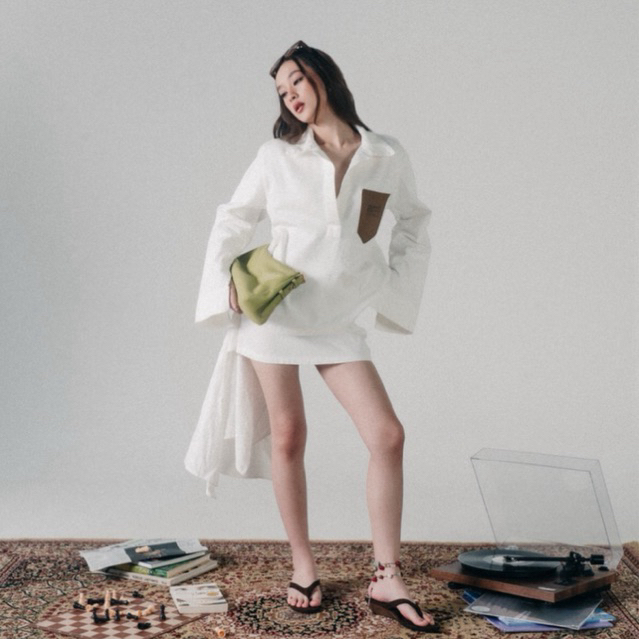 ams.commune กระโปรงยีนส์ผูกเอว