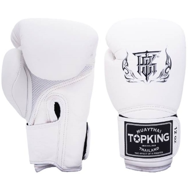 Top King Boxing Gloves ฺWhite (10,12,14,16 oz.) Genuine leather Training นวมซ้อม ท็อปคิงส์ ทำจากหนังแท้ ผลิตในประเทศไทย