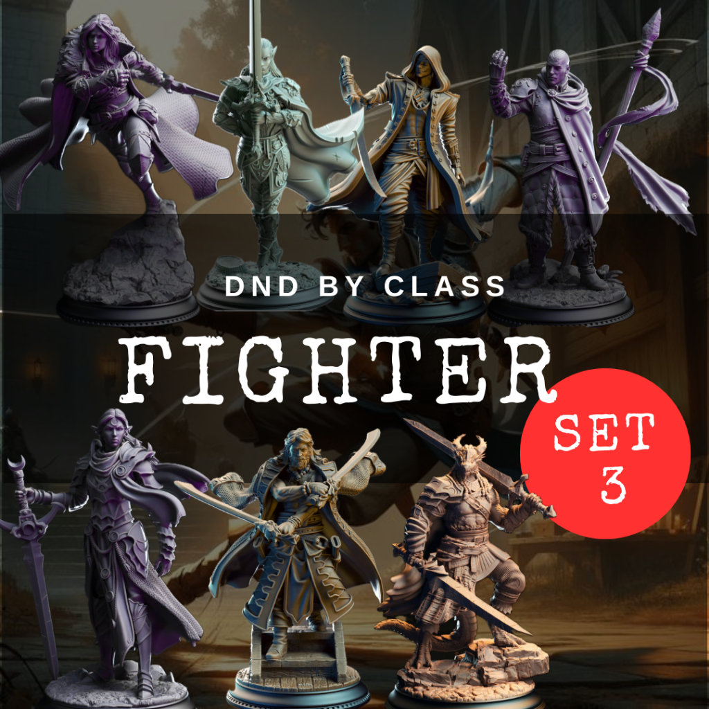 Fighter Class (Set 3) I รวมโมเดลอาชีพ Fighter (งานเรซิ่นสีเทา ฐาน 1 นิ้ว)