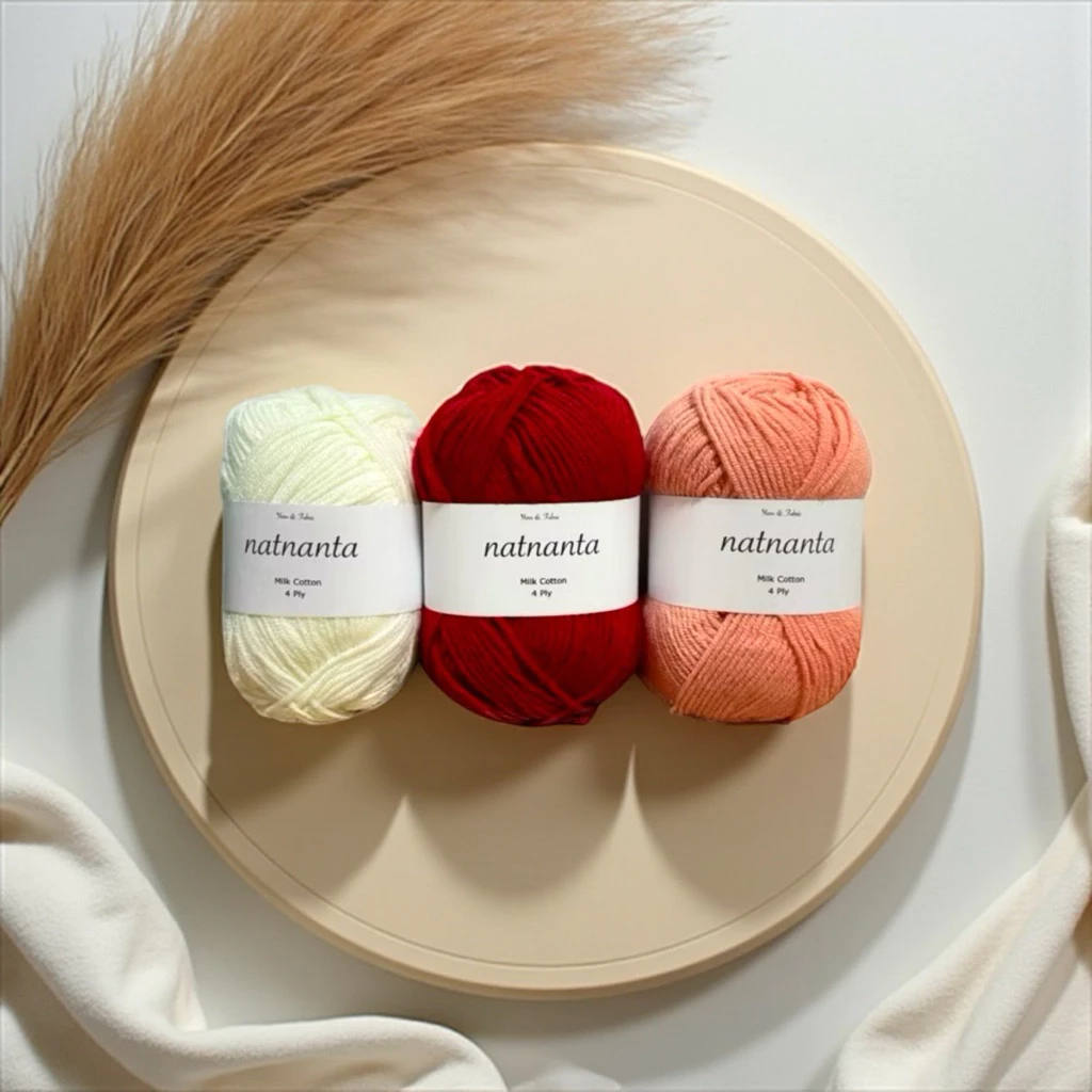 🌈พร้อมส่ง 🪴 natnanta 🌻ไหมพรมน่ารักๆ🌻 cotton 4 ply (50 g)