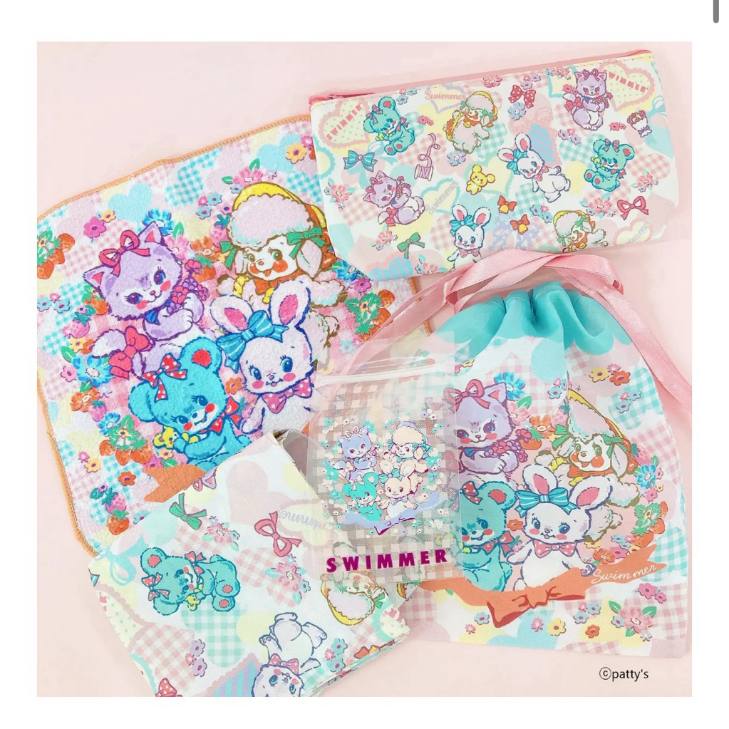 Seria swimmer rabbit white purple pouch