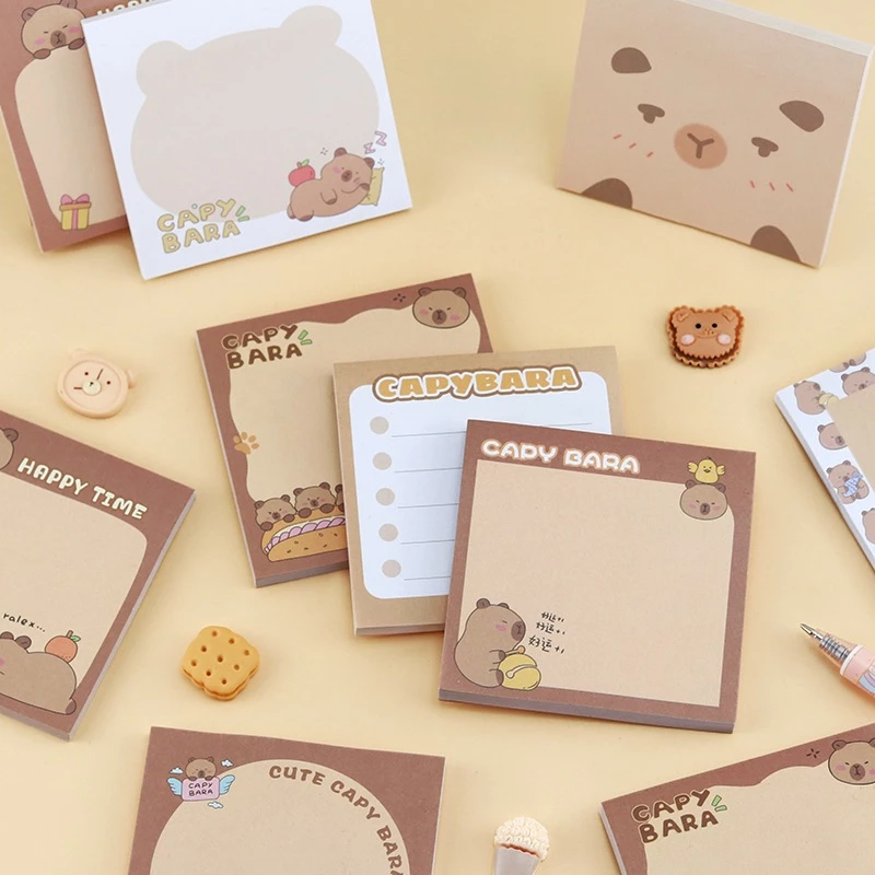 กระดาษโน๊ตลาย Capybara สมุดโน้ตน่ารักๆ โพสต์อิทลายการ์ตูน เหมาะสำหรับนักเรียนนักศึกษา ส่งไวจากไทย