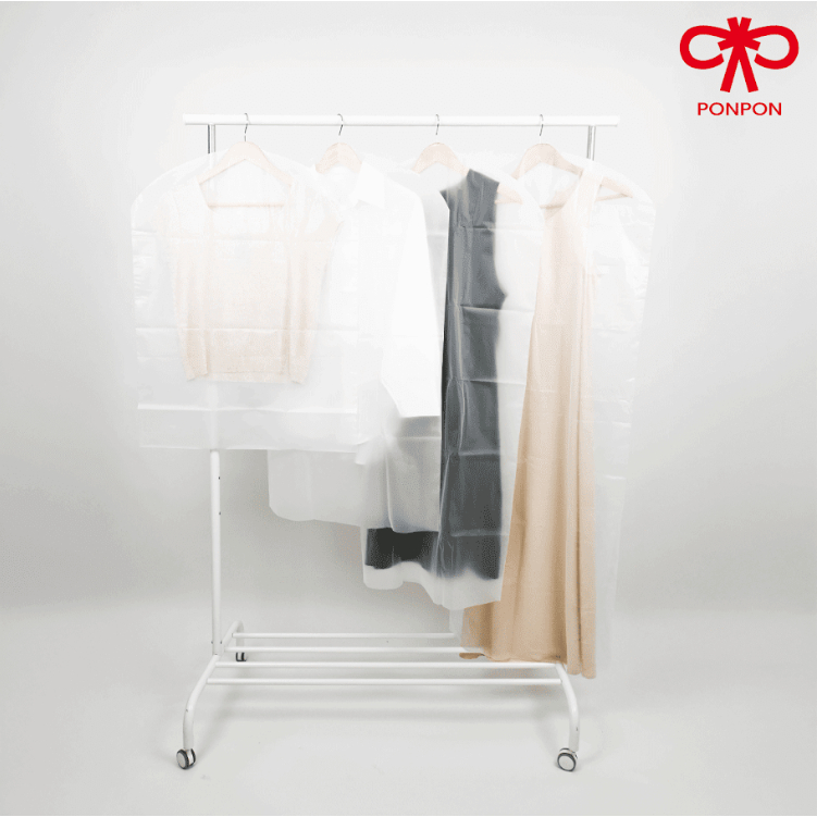 PONPON ถุงคลุมเสื้อผ้ากันฝุ่น PEVA โปร่งแสง (ใช้ซ้ำได้) ที่คลุมเสื้อผ้า