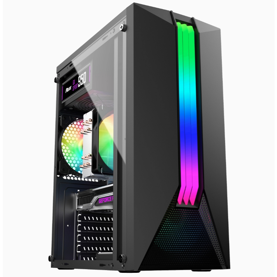 mingsu เคสคอมพิวเตอร์ Rocket เดสก์ท็อป DIY ด้านข้างโปร่งใส RGB เกมมิ่ง ระบายความร้อนด้วยน้ำ ATX เคสบ