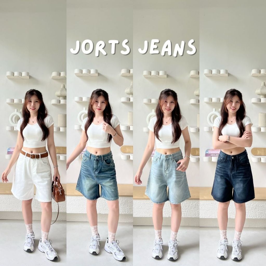 Beberlin กางเกงยีนส์ขาสั้น3ส่วน รุ่น Jorts jeans / No : 1003