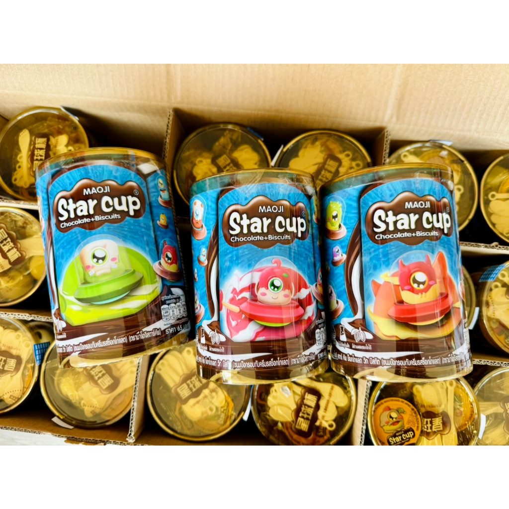 Maoji Star Cup มาโอจิ สตาร์คัพ  ช็อคโกแลตวิทบิสกิต (มีฮาลาล) บิสกิตกรุบกรอบพร้อมดิปช็อคโกแลต (20/100ถ้วย)
