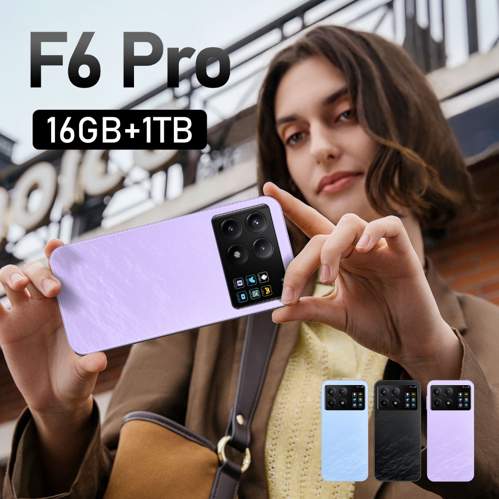 F6 Pro 5G สมาร์ทโฟน 16GB+1TB เกมมือถือ 7.3 นิ้ว HD 108MP + 50MP ภาพถ่าย 8000mAh แบตเตอรี่