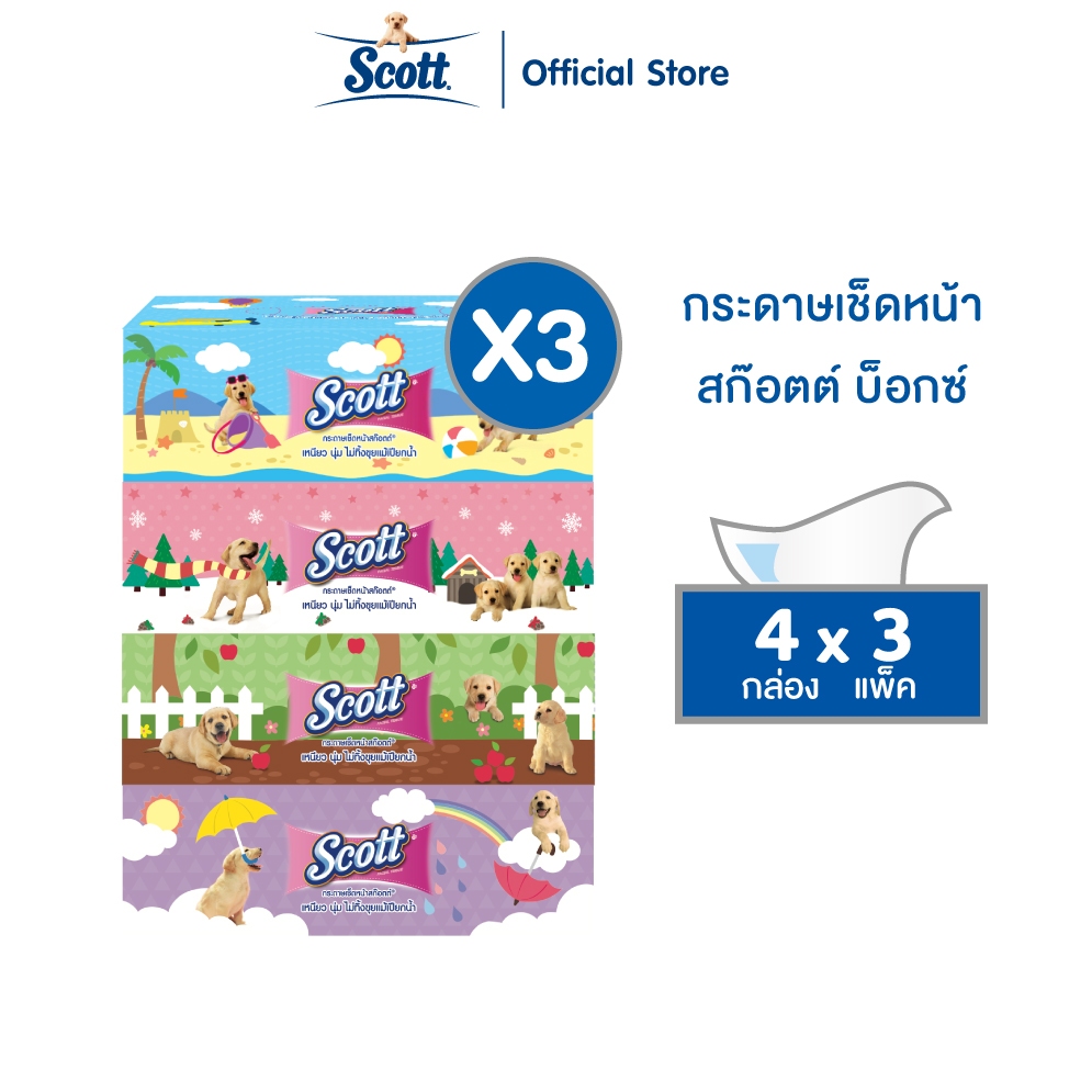 สก๊อตต์ บ๊อกซ์ 110 แผ่น x4 ห่อ x 3 แพ็ค