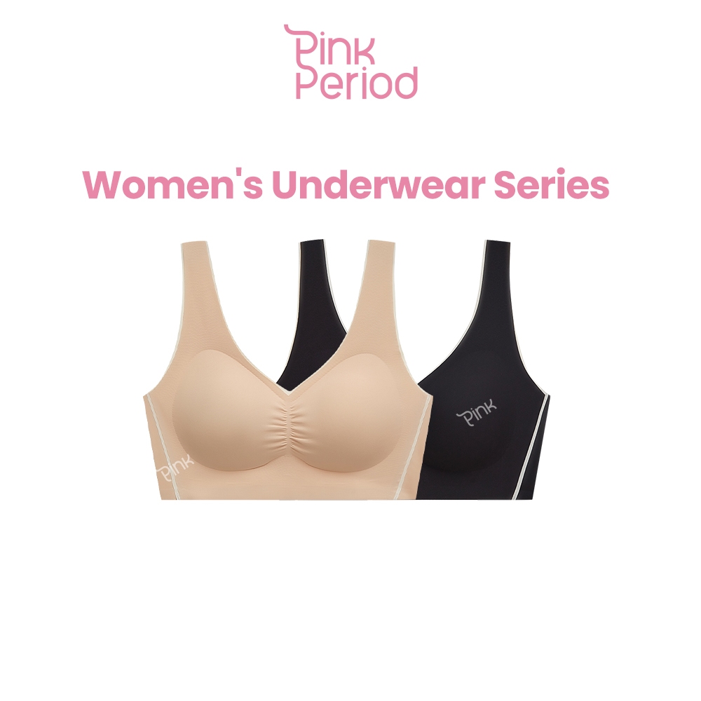 [Set 2 ชิ้น] Pink Period เจลลี่บรา BRA เสื้อใน ไร้โครง Seamless สปอร์ตบรา สวมสบาย เก็บทรงดี Bar-035