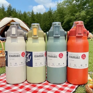 🔥พร้อมหลอด🔥 กระติกน้ำ ขวดนำ 1.8L/1.5L/1L แท้งค์สแตนเลส316 เกรดดี คุณภาพ100% มีหูหิ้ว เก็บความเย็น-ร้อน 12-24 ชั่วโมง