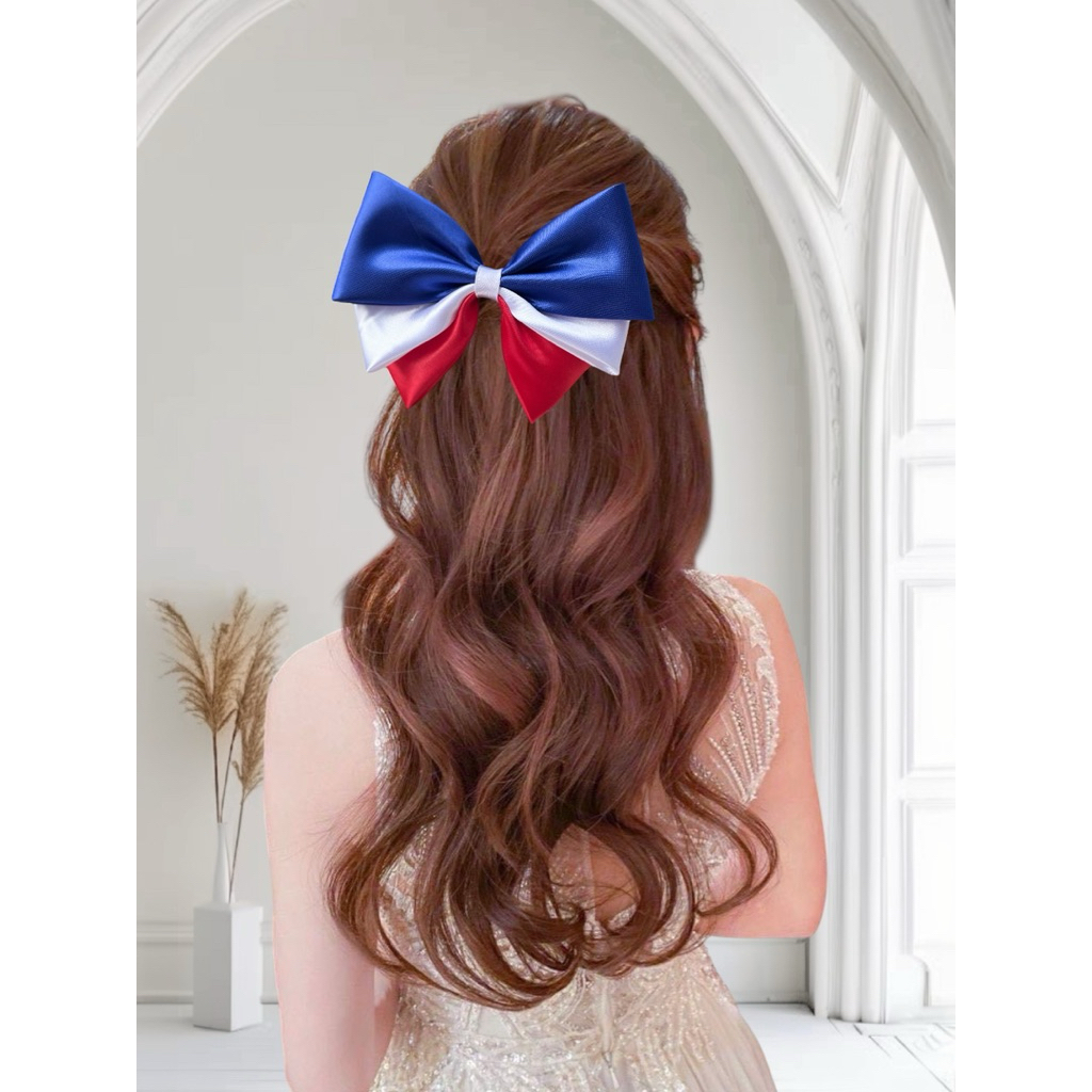 โบว์ธงชาติ กิ๊บโบว์ธงชาติ เน็ตผมโบว์ กิ๊บโบว์ใหญ่ สินค้าถ่ายจากงานจริงพร้อมส่งไทย งานแฮนด์เมดBy focusgiftshop - รูปที่ 2