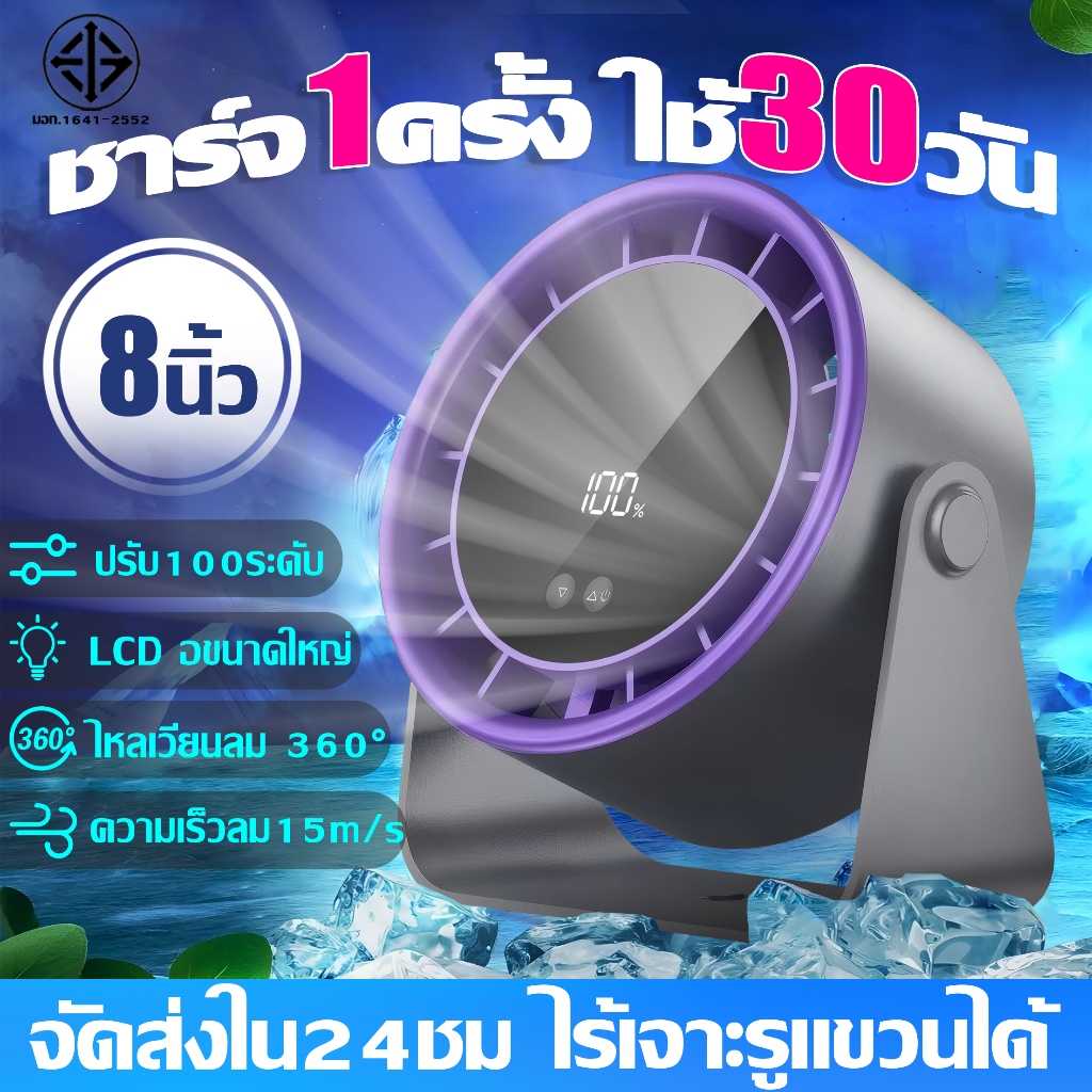 ✨คืนถ้าไม่เย็น✨พัดลม พัดลมพกพา พัดลมตั้งโต๊ะ ตั้งโต๊ะ/ติดผนัง  TYPE-C การทำงานเงียบ ใช้ได้ในหลายฉาก เบาพกพาสะดวก Fan