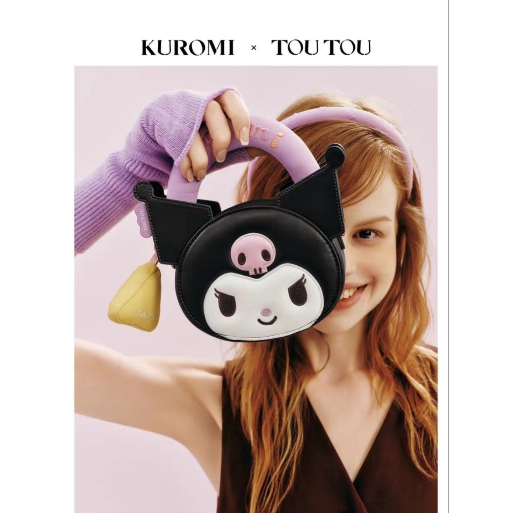 👛24h.พร้อมส่งในไทย💕กระเป๋าคุโรมิ💕kuromi👛TouTou×HelloKitty 🧇ของแท้💯สีดำ 3 ขนาด